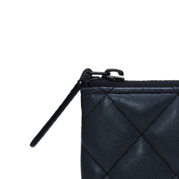 Very good condition CHANEL Pouch Matelasse Quilted Random Number Coco Mark Leather Gray Used 4a001613