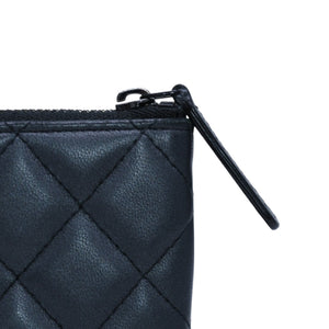 Very good condition CHANEL Pouch Matelasse Quilted Random Number Coco Mark Leather Gray Used 4a001613