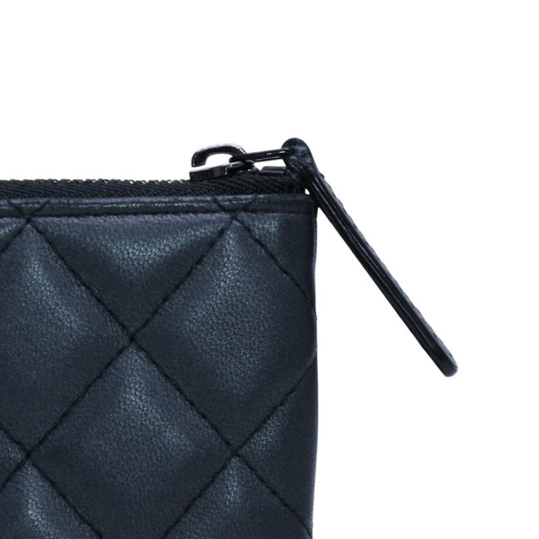 Very good condition CHANEL Pouch Matelasse Quilted Random Number Coco Mark Leather Gray Used 4a001613