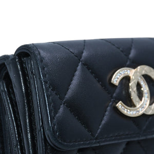 極美品 CHANEL シャネル 三つ折り財布 ココマーク AP433B18692 ランダム番台 ブラック ラムスキン 中古 4a001583