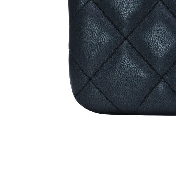 Very good condition CHANEL Pouch Matelasse Quilted Random Number Coco Mark Leather Gray Used 4a001613