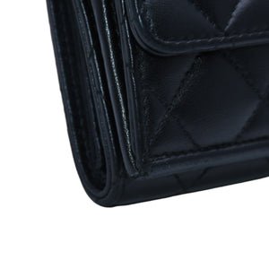 極美品 CHANEL シャネル 三つ折り財布 ココマーク AP433B18692 ランダム番台 ブラック ラムスキン 中古 4a001583