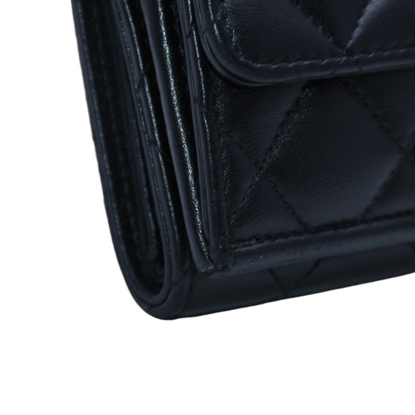極美品 CHANEL シャネル 三つ折り財布 ココマーク AP433B18692 ランダム番台 ブラック ラムスキン 中古 4a001583