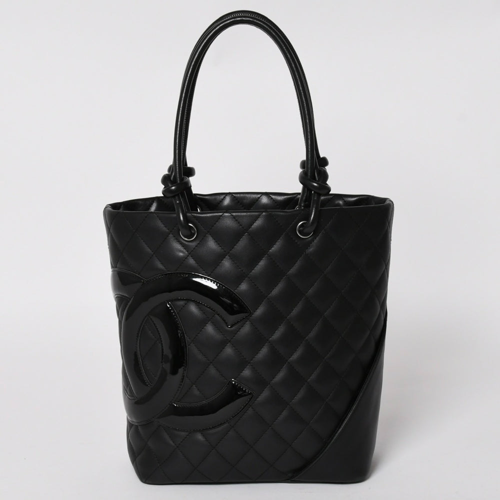 極美品 CHANEL シャネル トートバッグ カンボンライン ココマーク 11番台 ブラック カーフ シルバー金具 中古 4a002950