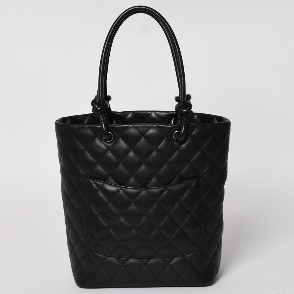 極美品 CHANEL シャネル トートバッグ カンボンライン ココマーク 11番台 ブラック カーフ シルバー金具 中古 4a002950