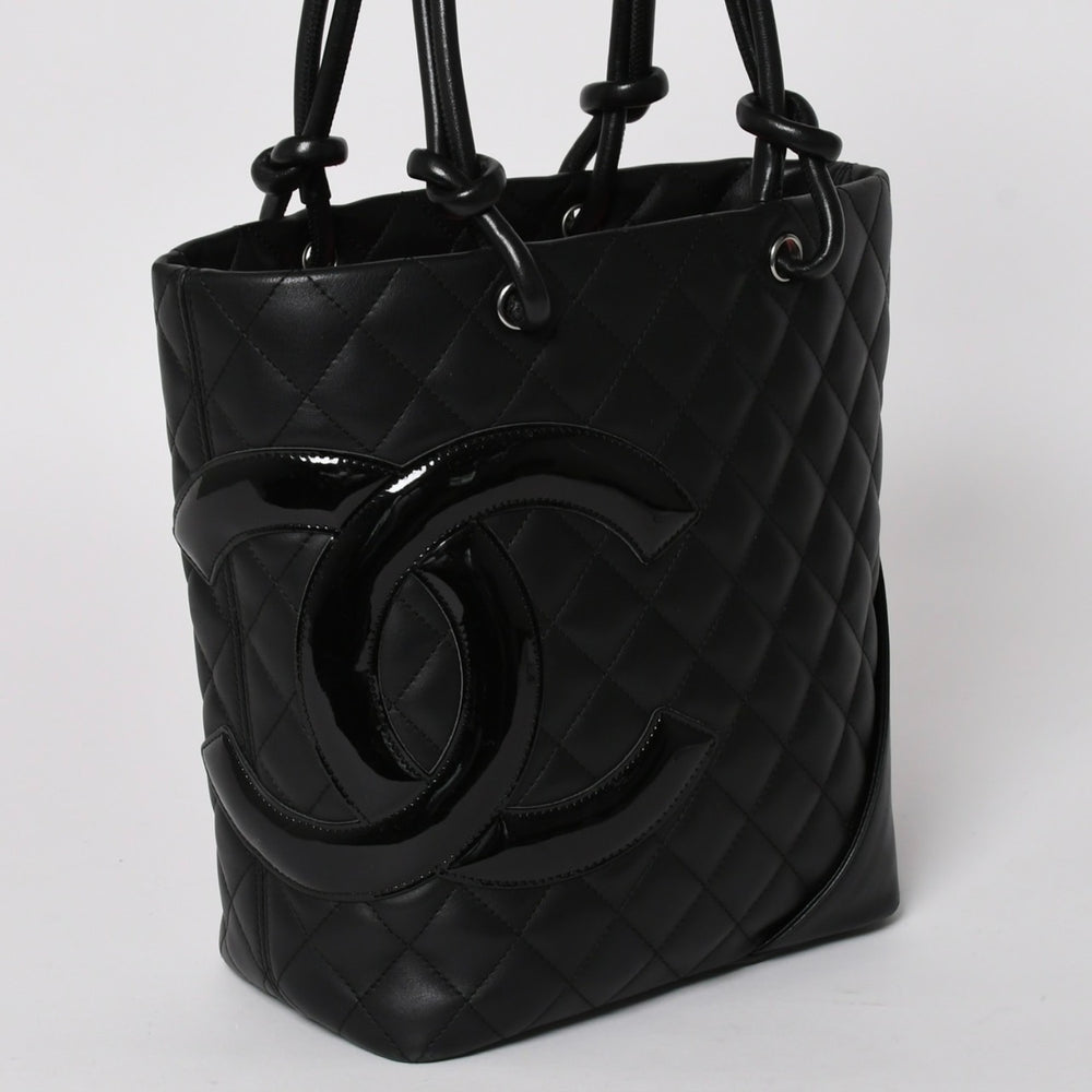 極美品 CHANEL シャネル トートバッグ カンボンライン ココマーク 11番台 ブラック カーフ シルバー金具 中古 4a002950