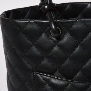 Very Good Condition CHANEL Tote Bag Cambon Line Coco Mark No. 11 Black Calf Silver Hardware Used 4a002950