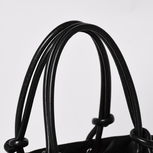 Very Good Condition CHANEL Tote Bag Cambon Line Coco Mark No. 11 Black Calf Silver Hardware Used 4a002950