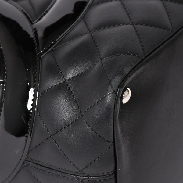 Very Good Condition CHANEL Tote Bag Cambon Line Coco Mark No. 11 Black Calf Silver Hardware Used 4a002950