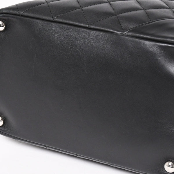 Very Good Condition CHANEL Tote Bag Cambon Line Coco Mark No. 11 Black Calf Silver Hardware Used 4a002950