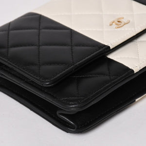 極美品 CHANEL シャネル チェーンウォレット ショルダーバッグ ランダム番台 ココマーク ラムスキン キルティング ブラック ホワイト 中古 4a002839