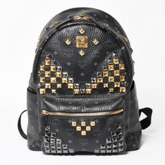 MCM エムシーエム リュック ブラック グレー シルバー金具 ゴールド金具 スターク スタッズ付 ヴィセトス バックパック 美品 中古 4a003958