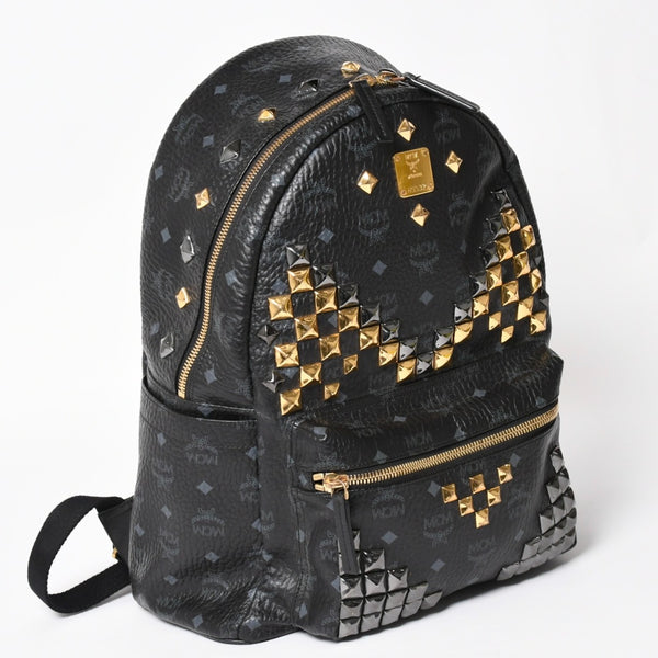 MCM エムシーエム リュック ブラック グレー シルバー金具 ゴールド金具 スターク スタッズ付 ヴィセトス バックパック 美品 中古 4a003958