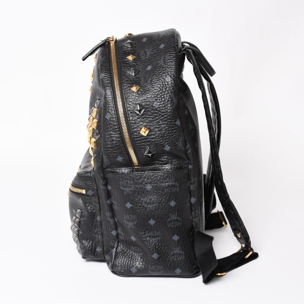 MCM エムシーエム リュック ブラック グレー シルバー金具 ゴールド金具 スターク スタッズ付 ヴィセトス バックパック 美品 中古 4a003958