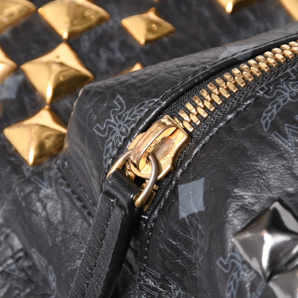 MCM エムシーエム リュック ブラック グレー シルバー金具 ゴールド金具 スターク スタッズ付 ヴィセトス バックパック 美品 中古 4a003958
