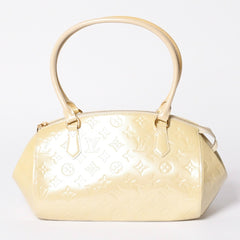 極美品 LOUIS VUITTON ルイヴィトン シャーウッドPM ヴェルニライン ハンドバッグ M91491 アイボリー ゴールド金具 中古 4a001608