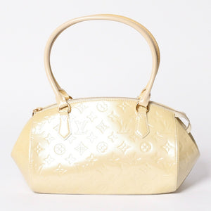 極美品 LOUIS VUITTON ルイヴィトン シャーウッドPM ヴェルニライン ハンドバッグ M91491 アイボリー ゴールド金具 中古 4a001608