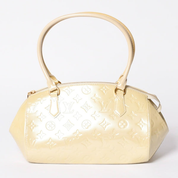 極美品 LOUIS VUITTON ルイヴィトン シャーウッドPM ヴェルニライン ハンドバッグ M91491 アイボリー ゴールド金具 中古 4a001608