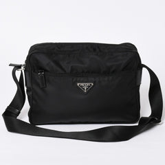PRADA プラダ Shoulder Bag ショルダーバッグ Nylon ナイロン Black ブラック シルバー金具 美品 中古 4a001189