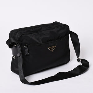 PRADA プラダ Shoulder Bag ショルダーバッグ Nylon ナイロン Black ブラック シルバー金具 美品 中古 4a001189