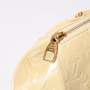 極美品 LOUIS VUITTON ルイヴィトン シャーウッドPM ヴェルニライン ハンドバッグ M91491 アイボリー ゴールド金具 中古 4a001608