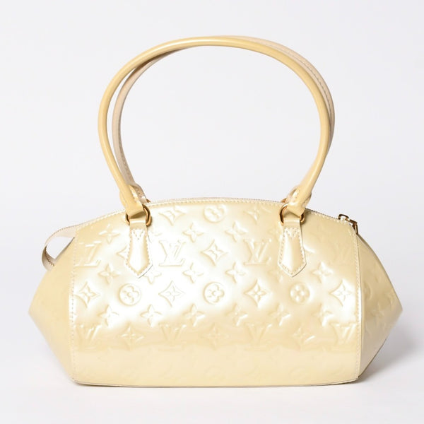 極美品 LOUIS VUITTON ルイヴィトン シャーウッドPM ヴェルニライン ハンドバッグ M91491 アイボリー ゴールド金具 中古 4a001608