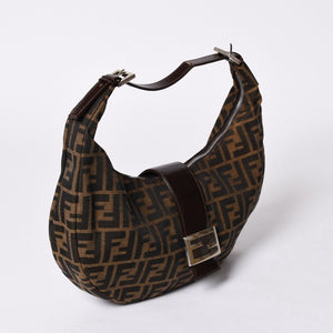 FENDI フェンディ マンマバケット ワンショルダーバッグ ズッカキャンバス 0916321001 ブラウン 美品 中古 4a001152