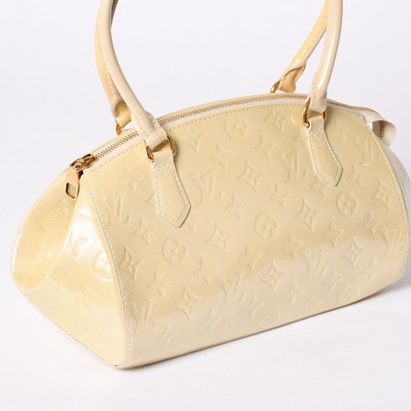 極美品 LOUIS VUITTON ルイヴィトン シャーウッドPM ヴェルニライン ハンドバッグ M91491 アイボリー ゴールド金具 中古 4a001608