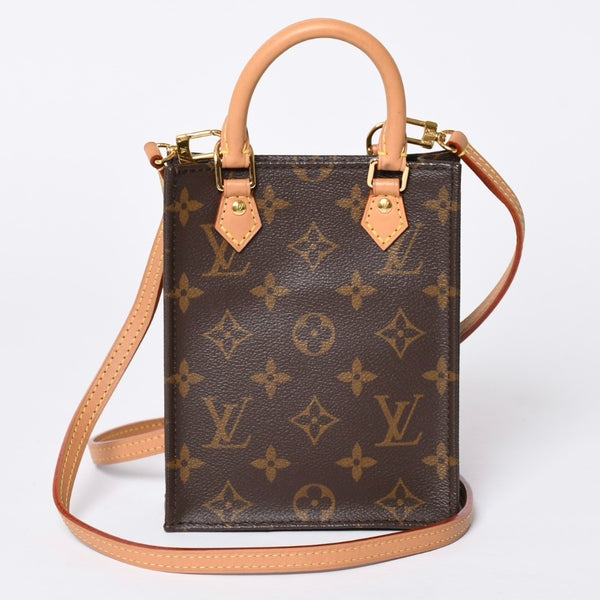 Very good condition LOUIS VUITTON Petit Sac Pla 2WAY bag M69442 Monogram Brown Gold hardware Used 4a001175