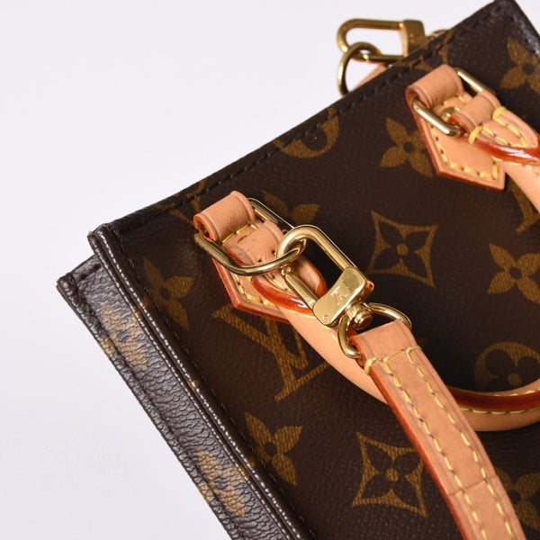 Very good condition LOUIS VUITTON Petit Sac Pla 2WAY bag M69442 Monogram Brown Gold hardware Used 4a001175