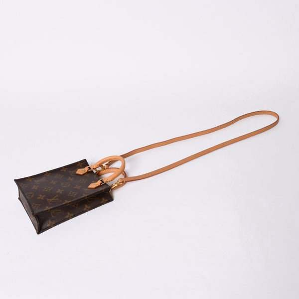 Very good condition LOUIS VUITTON Petit Sac Pla 2WAY bag M69442 Monogram Brown Gold hardware Used 4a001175