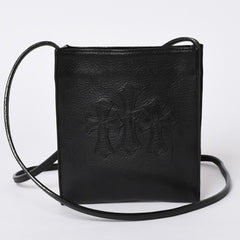 Very Good Condition CHROME HEARTS Square Pocket 3 Cemetery Cross Patch Shoulder Bag Black Silver Hardware Used 4a001763