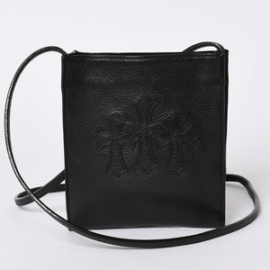 Very Good Condition CHROME HEARTS Square Pocket 3 Cemetery Cross Patch Shoulder Bag Black Silver Hardware Used 4a001763
