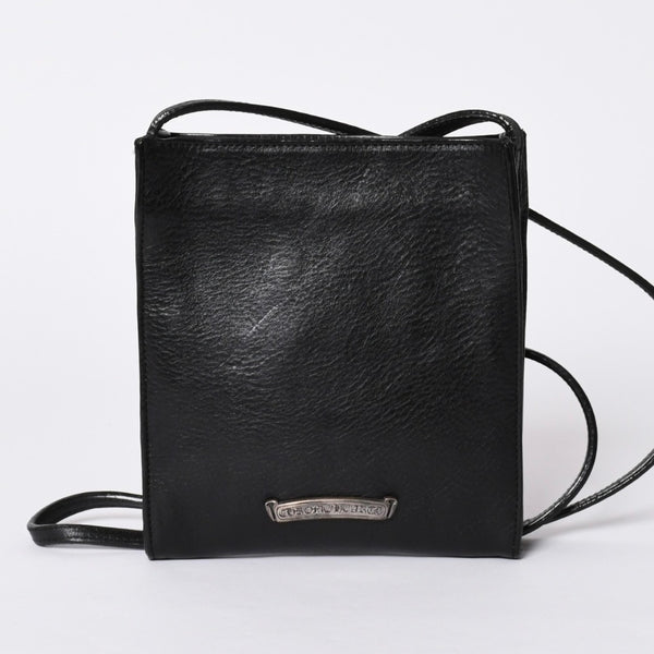 Very Good Condition CHROME HEARTS Square Pocket 3 Cemetery Cross Patch Shoulder Bag Black Silver Hardware Used 4a001763