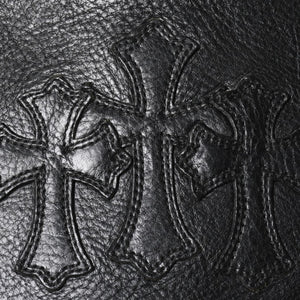 Very Good Condition CHROME HEARTS Square Pocket 3 Cemetery Cross Patch Shoulder Bag Black Silver Hardware Used 4a001763