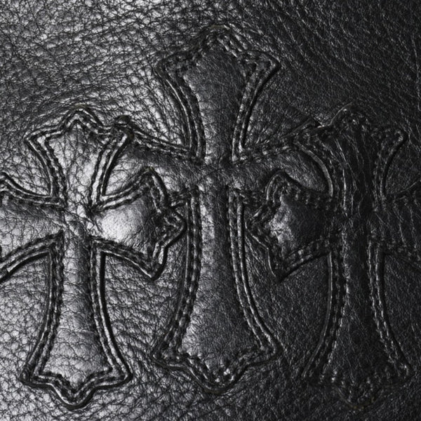 Very Good Condition CHROME HEARTS Square Pocket 3 Cemetery Cross Patch Shoulder Bag Black Silver Hardware Used 4a001763