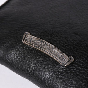 Very Good Condition CHROME HEARTS Square Pocket 3 Cemetery Cross Patch Shoulder Bag Black Silver Hardware Used 4a001763