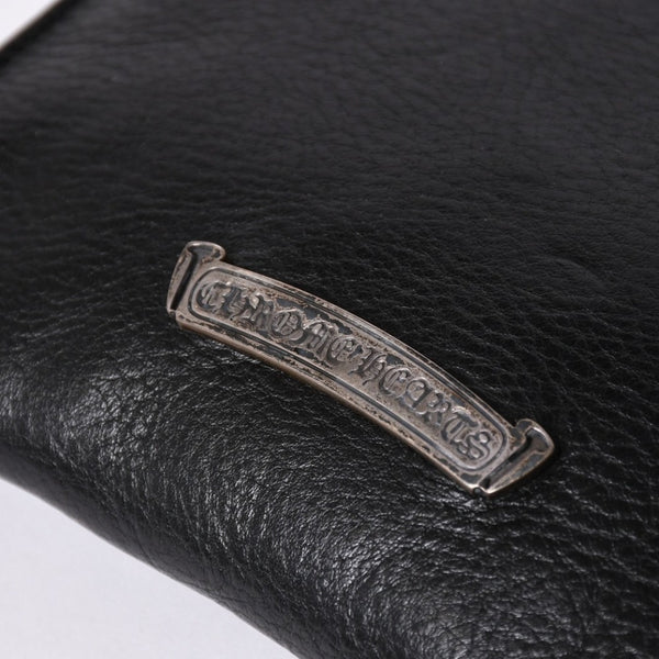Very Good Condition CHROME HEARTS Square Pocket 3 Cemetery Cross Patch Shoulder Bag Black Silver Hardware Used 4a001763