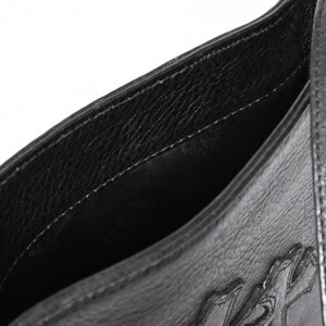 Very Good Condition CHROME HEARTS Square Pocket 3 Cemetery Cross Patch Shoulder Bag Black Silver Hardware Used 4a001763