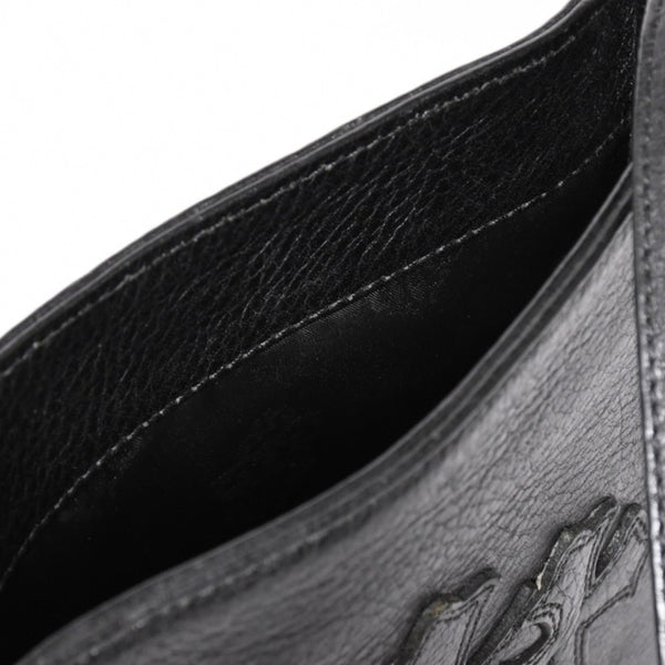 Very Good Condition CHROME HEARTS Square Pocket 3 Cemetery Cross Patch Shoulder Bag Black Silver Hardware Used 4a001763