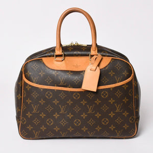 極美品 LOUIS VUITTON ルイヴィトン M47270 ドーヴィル ハンドバッグ モノグラム ブラウン PVC 中古 4a001620