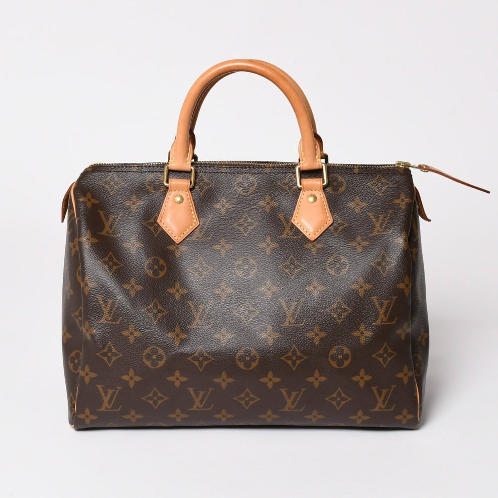 極美品 LOUIS VUITTON ルイヴィトン スピーディ30 ハンドバッグ 新型 M41108 モノグラム ブラウン レザー PVC 中古 4a003176