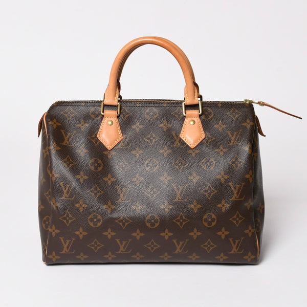 Very Good LOUIS VUITTON Speedy 30 Handbag New M41108 Monogram Brown Leather PVC Used 4a003176