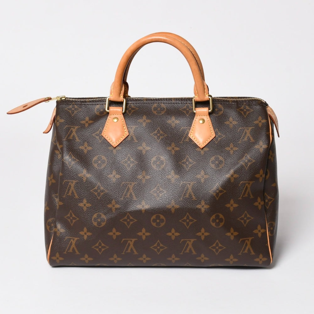 極美品 LOUIS VUITTON ルイヴィトン スピーディ30 ハンドバッグ 新型 M41108 モノグラム ブラウン レザー PVC 中古 4a003176