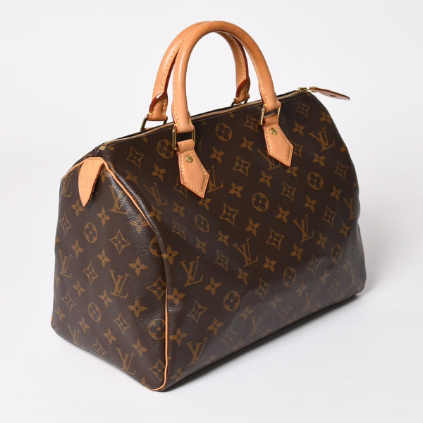 Very Good LOUIS VUITTON Speedy 30 Handbag New M41108 Monogram Brown Leather PVC Used 4a003176