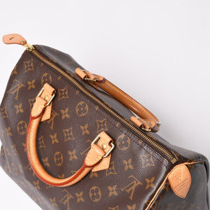 Very Good LOUIS VUITTON Speedy 30 Handbag New M41108 Monogram Brown Leather PVC Used 4a003176