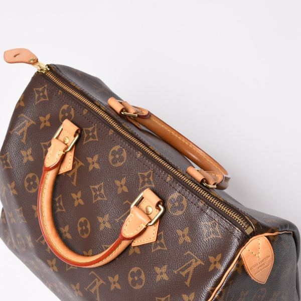 Very Good LOUIS VUITTON Speedy 30 Handbag New M41108 Monogram Brown Leather PVC Used 4a003176