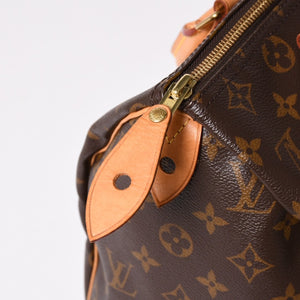 Very Good LOUIS VUITTON Speedy 30 Handbag New M41108 Monogram Brown Leather PVC Used 4a003176