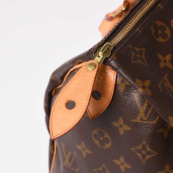 Very Good LOUIS VUITTON Speedy 30 Handbag New M41108 Monogram Brown Leather PVC Used 4a003176