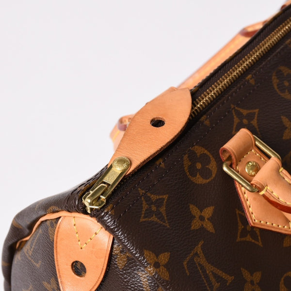 Very Good LOUIS VUITTON Speedy 30 Handbag New M41108 Monogram Brown Leather PVC Used 4a003176